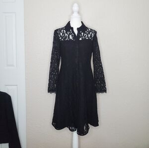 Nanette Lepore Black Lace Long Sleeve Dress